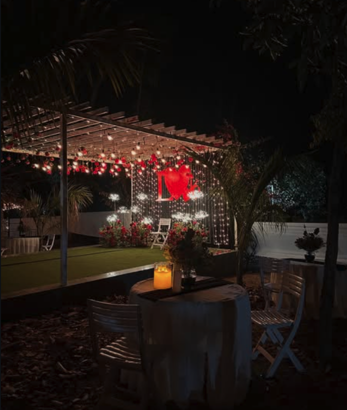 Pergola event setting at night